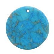 Pendentif rond plat 25 mm en pierre gemme teintée - imitation Turquoise x1|raw }}