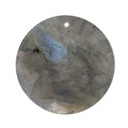 Pendentif rond plat 25 mm en pierre gemme - Labradorite x1|raw }}