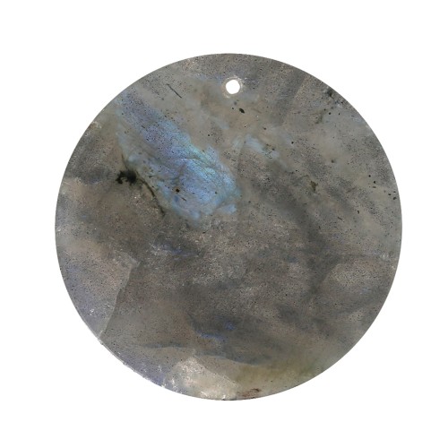 Pendentif rond plat 25 mm en pierre gemme - Labradorite x1