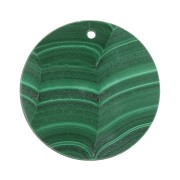 Pendentif rond plat 25 mm en pierre gemme - Malachite x1|raw }}