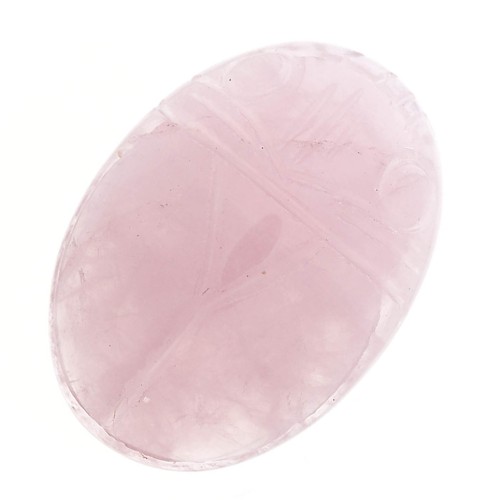 Cabochon ovale gravé scarabée 25x18 mm en pierre gemme - Quartz rose x1