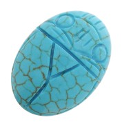 Cabochon ovale gravé scarabée 25x18mm imitation pierre gemme teintée Turquoise x1|raw }}
