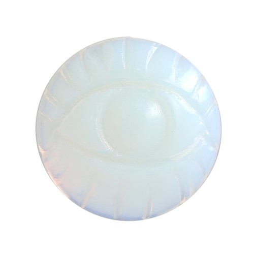 Cabochon rond gravé oeil 16 mm en imitation pierre gemme - Opalite x1