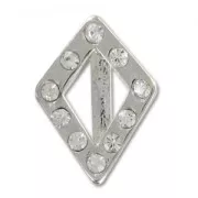 Poussoir losange strassé pour lacet 10 mm  rhodié x1