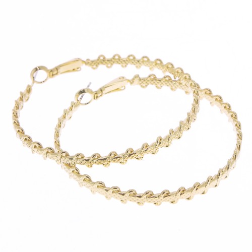 Créoles martelées effet tressé 50 mm - Doré x2