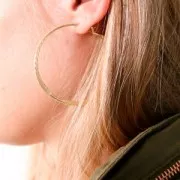 Créoles striées plates 52.5 mm - Rhodié x2