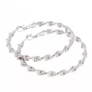 Créoles torsadées 50 mm - Rhodié x2