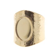 Bague martelée réglable pour cabochon 14x10 mm - Doré à l'or fin x1|raw }}