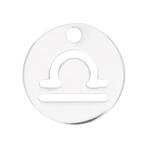 Breloque ronde 10 mm - signe du zodiaque Balance - Argent 925 x1
