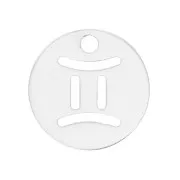 Breloque ronde 10 mm - signe du zodiaque Gémeaux - Argent 925 x1
