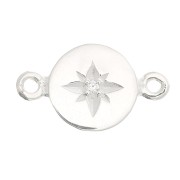 Intercalaire rond motif étoile du nord avec oxyde de zirconium 8 mm Argent 925 - Crystal x1