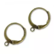 Dormeuses créoles forme ronde avec anneau ouvert 12 mm - Bronze x2