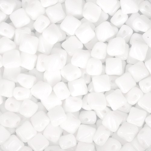Perles en verre 2 trous Silky Bead Dia 5x5 mm - Opaque White x50
