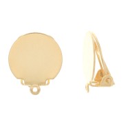 Clips d'oreilles plateau 15 mm - oreilles non percées - Doré à l'or fin x2