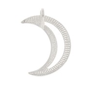 Breloque lune évidée 12x8 mm - Argenté x1