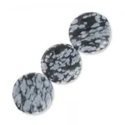 Perle en pierre gemme Obsidienne Mouchetée palet twisté 16 mm x1