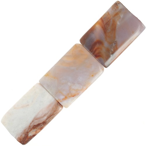 Perle rectangle plat 34x24 mm - Agate rouge Mandchourie x1