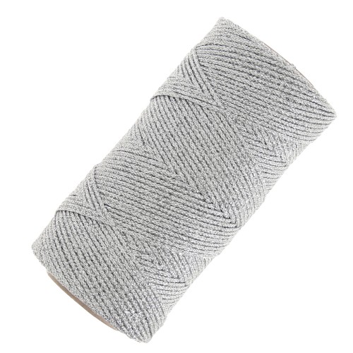 Bobine de fil métallisé ciré Linhasita pour macramé 1.4 mm - Argenté (Prata) x130m