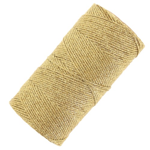 Bobine de fil métallisé ciré Linhasita pour macramé 1.4 mm - Doré (Ouro) x130m
