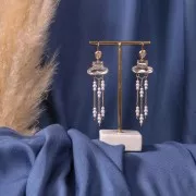 Chaîne maille rombo avec imitations perles d'eau douce 4 mm Doré x50cm