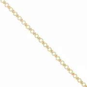Chaîne maille fantaisie avec anneaux ronds martelés et boules 6.3 mm Doré x50cm