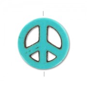 Perle Peace en Howlite teintée 15 mm Turquoise x1|raw }}