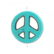 Perle Peace en Howlite teintée 15 mm Turquoise x1