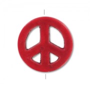 Perle Peace en Howlite teintée 15 mm Rouge Corail x1|raw }}