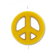 Perle Peace en Howlite teintée 15 mm Jaune x1