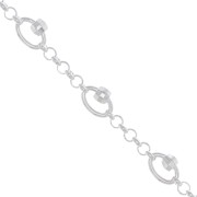 Chaîne maille jaseron avec perles facettées 5 mm Argenté x50cm