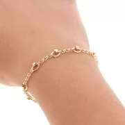 Chaîne maille jaseron avec perles facettées 5 mm Doré x50cm