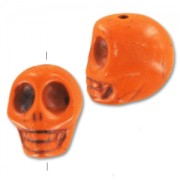 Perle Tête de mort en Howlite teintée 18 mm Orange x1|raw }}