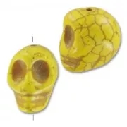 Perle Tête de mort en Howlite teintée 18 mm Jaune x1