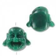 Tête de Bouddha 12 mm Vert foncé x1