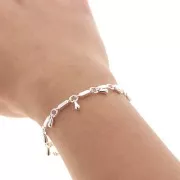 Chaîne maille fantaisie avec petites barres et gouttes 9.9 mm - Argenté x50cm