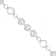 Chaîne maille fantaisie fleurs & perles en verre 4.5mm Argenté - Transparent x50cm