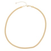 Tour de cou maille miroir - serpent plate 5 mm - Acier inoxydable 304 Doré x49cm|raw }}