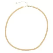 Tour de cou maille miroir - serpent plate 5 mm - Acier inoxydable 304 Doré x49cm