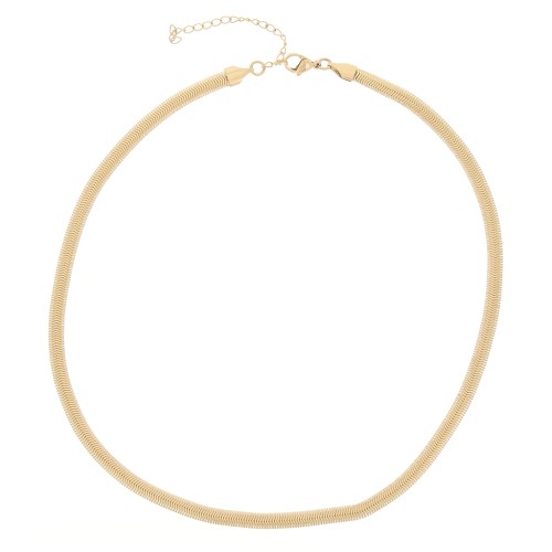 Tour de cou maille miroir - serpent plate 5 mm - Acier inoxydable 304 Doré x49cm