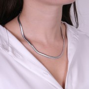 Tour de cou maille miroir - serpent plate  5 mm - Acier inoxydable 304 x49cm