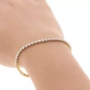 Chaîne strass en Oxydes de Zirconium - 3 mm - Acier inoxydable 304 doré x50cm