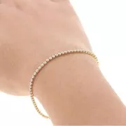 Chaîne strass en  Oxyde de Zirconium taillé 2 mm - Acier inoxydable 304 doré - Crystal x50cm