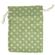 Pochon en coton motif pois pour bijoux - 95x135 mm - Vert clair - Blanc x1|raw }}