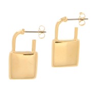 Boucles d'oreilles forme cadenas 25.5x14 mm - Doré à l'or fin x2|raw }}