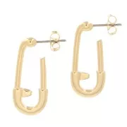 Boucles d'oreilles forme épingle à nourrice 26x12 mm - Doré à l'or fin x2