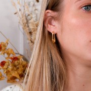 Boucles d'oreilles forme épingle à nourrice 26x12 mm - Doré à l'or fin x2