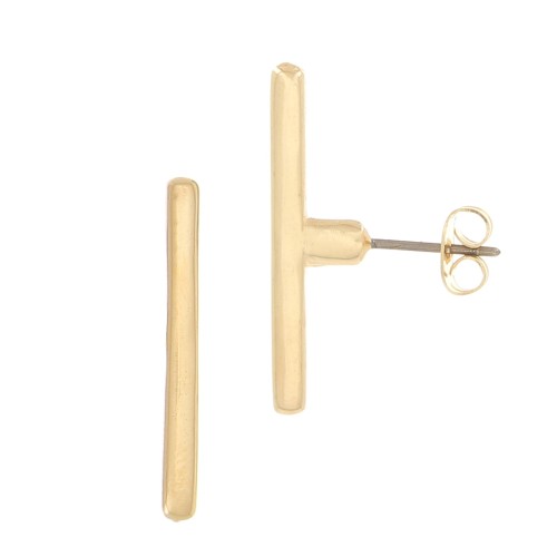 Boucles d'oreilles barre 26.5x2.5 mm - Doré à l'or fin x2