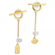 Boucles d'oreilles barre 26.5x2.5 mm - Doré à l'or fin x2