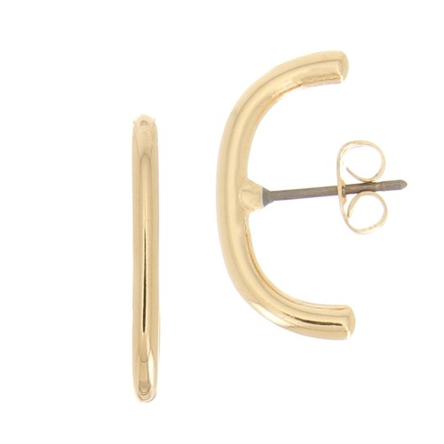Boucles d'oreilles barre arrondie 20.5x10 mm - Doré à l'or fin x2
