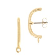 Clous d'oreilles barre arrondie 23x10 mm avec anneau fermé - Doré à l'or fin x2|raw }}